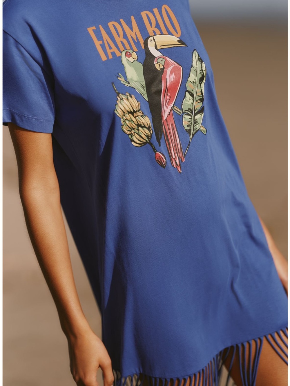 New FARM Rio x Anthropologie Fringe Tshirt Mini Dress - Picture 3 of 3